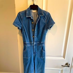 Women’s size S Denim Altr’d State Cropped Kick Flare Jumpsuit